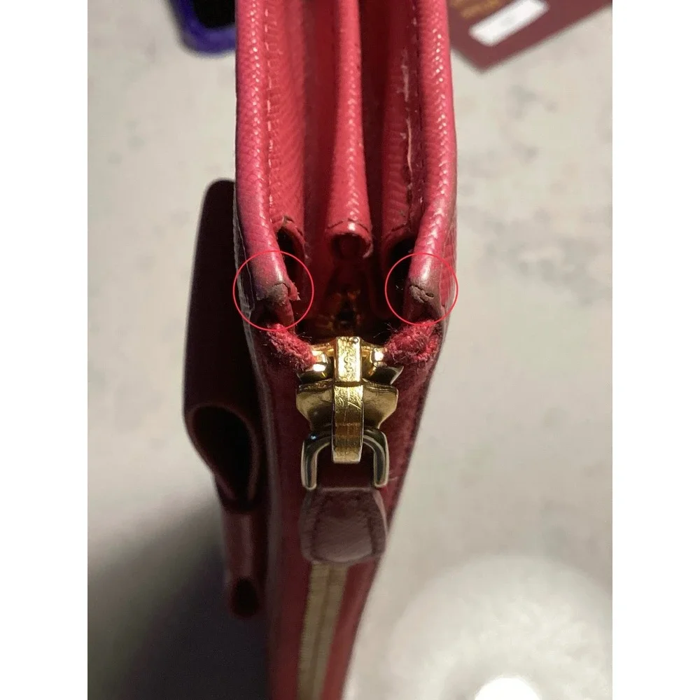 Prada Saffiano Leather Zip Around Wallet‎ Bow Accent Designer - Picture 9 of 13